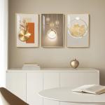 Set of 3 Gold Framed Modern Wall Art