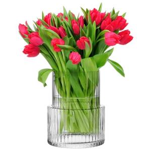 KROSNO Modern Japandi Ribbed Glass Flower Vase