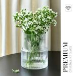 KROSNO Modern Japandi Ribbed Glass Flower Vase