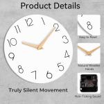 Wooden Silent Non-Ticking Wall Clock - 12 Inch