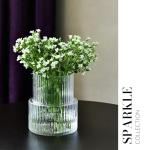 KROSNO Modern Japandi Ribbed Glass Flower Vase