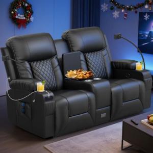 Peafowl Reclining Loveseat with Center Console and USB