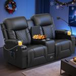 Peafowl Reclining Loveseat with Center Console and USB