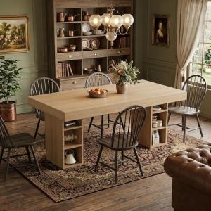 63-Inch Wooden Dining Table for 4-6 People