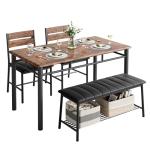 Rustic Brown Dining Table Set for 4