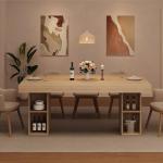 63-Inch Wooden Dining Table for 4-6 People