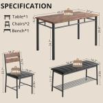 Rustic Brown Dining Table Set for 4