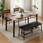 Rustic Brown Dining Table Set for 4