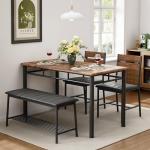 Rustic Brown Dining Table Set for 4