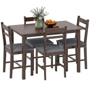 5-Piece Solid Wood Dining Set for Small Spaces