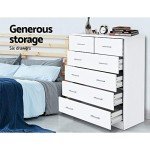 White 6-Drawer Tallboy Storage Cabinet - Artiss