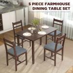 5-Piece Solid Wood Dining Set for Small Spaces