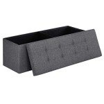 Dark Gray Folding Storage Ottoman Bench, 43 Inches