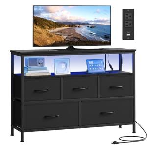 SONGMICS LED Bedroom Chest of Drawers with Dock