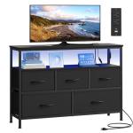 SONGMICS LED Bedroom Chest of Drawers with Dock