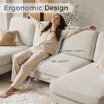 U-Shaped Sectional Couch with Chaise Lounge, Beige