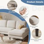 U-Shaped Sectional Couch with Chaise Lounge, Beige