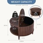 Round Coffee Table with Storage, Mid Century Design