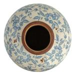 Blue Terracotta Floral Pattern Vase, 8" H