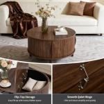 Round Coffee Table with Storage, Mid Century Design