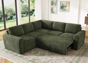 HONBAY Modular L-Shaped Sleeper Sofa with Storage