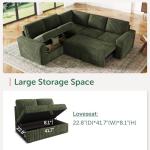HONBAY Modular L-Shaped Sleeper Sofa with Storage