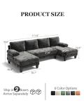 Dark Grey U-Shaped Sectional Couch with Chaise