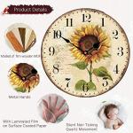 8-Inch Wooden Sunflower Wall Clock - Silent Design