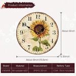 8-Inch Wooden Sunflower Wall Clock - Silent Design