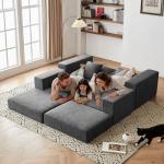 Cozy Modular L-Shaped Cloud Sofa in Grey