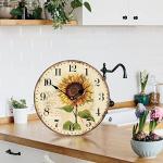 8-Inch Wooden Sunflower Wall Clock - Silent Design