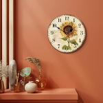 8-Inch Wooden Sunflower Wall Clock - Silent Design