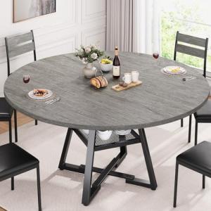 Jocoevol Grey Round Dining Table for 4-6
