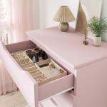 Pink Tall 5-Drawer Dresser with Hidden Storage