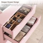 Pink Tall 5-Drawer Dresser with Hidden Storage