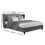 Modern Grey Upholstered King Bed Frame with Headboard