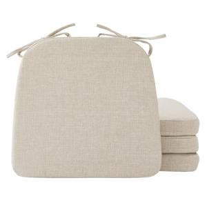 Beige Dining Chair Cushions with Washable Covers, Set of 4