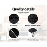 Sleek Black 3-Seater Sofa Bed with Pillows