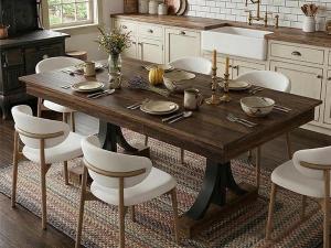 71-Inch Wooden Kitchen Table for 6-8 People