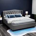 Modern Grey Upholstered King Bed Frame with Headboard