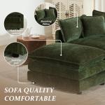 Chenille L-Shaped Modular Sofa with Ottoman, Green