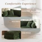 Chenille L-Shaped Modular Sofa with Ottoman, Green