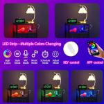 Black Bedside Table with LED Light & Storage