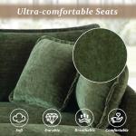 Chenille L-Shaped Modular Sofa with Ottoman, Green