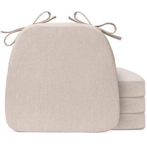 Beige 4-Pack 17" Chair Cushions with Ties