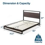 Zinus Suzanne King Platform Bed in Grey Wash