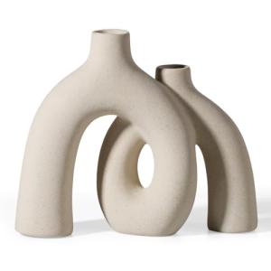 Nordic Boho Beige Ceramic Vase Set