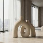 Nordic Boho Beige Ceramic Vase Set