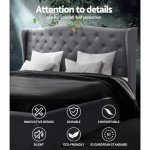 Modern Grey Upholstered King Bed Frame with Headboard