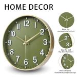 Green and Gold 8-Inch Silent Wall Clock
